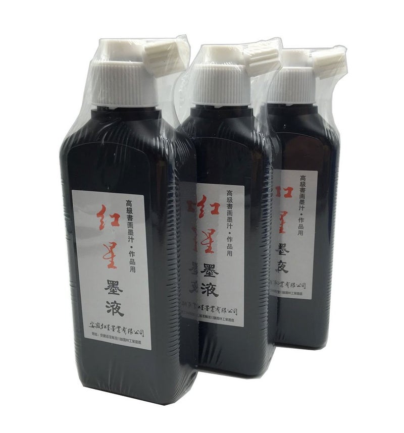 Easyou Redstar Liquid Ink for Professioanl Traditional Calligraphy and Brush Painting (Black&3pcs*180ML) - Image 1